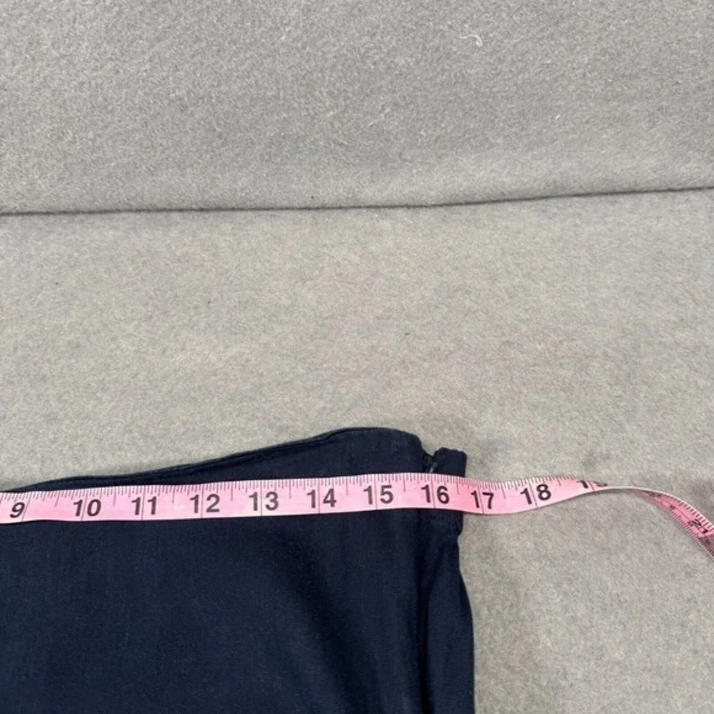 J Jill Pants Women Size M Navy Linen Stretch Button Ankle Capri Coastal Side Zip - Picture 9 of 12